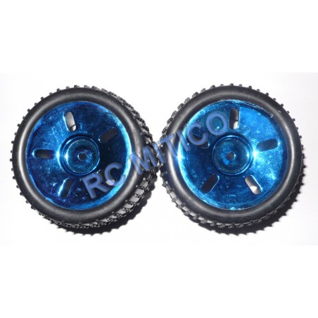 83704 - Rueda cromado AZUL para Truggy 1/16 x2