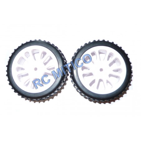 85006 - Front WHITE tire Glued Buggy 1/18 - 1/16 x2 pcs