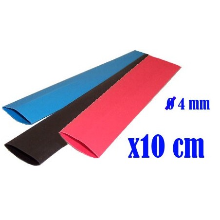 Tubo termoretractil Rojo - Negro - Azul - 10 cm - 4 mm