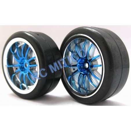 250124 - Rueda completa SLICK CROMADO AZUL x2 uds.