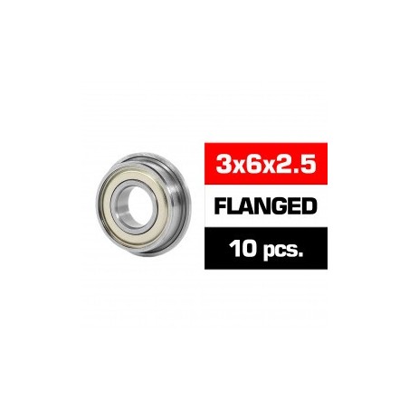 3x6x2.5mm FLANGED HS Metal Shielded Bearing SET x10 pcs