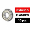 3x6x2.5mm FLANGED HS Metal Shielded Bearing SET x10 pcs