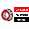 3x6x2.5mm FLANGED HS Rubber Sealed Bearing SET x10 pcs