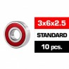 3x6x2.5mm HS Rubber Sealed Bearing SET x10 pcs