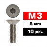 M3x8 mm Flat Head Screw x10 pcs