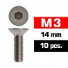M3x14 mm Flat Head Screw x10 pcs