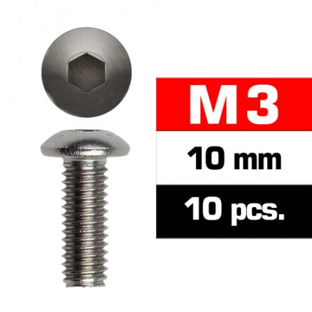 Tornillo boton 3x10 mm x10 uds.