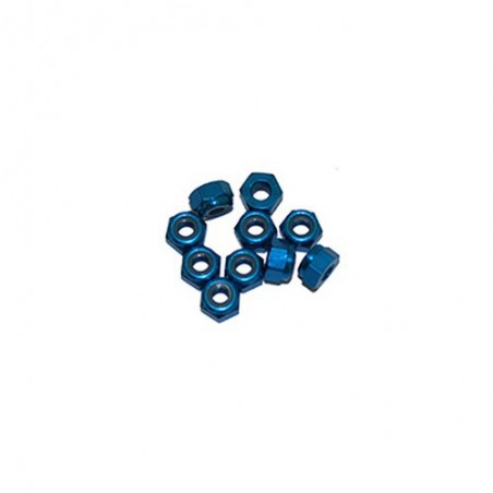3 mm Aluminum Nylon nut Blue x10 pcs