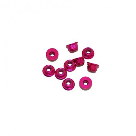 Tuerca autoblocante M3 Flanged Aluminio Rosa x10 uds.