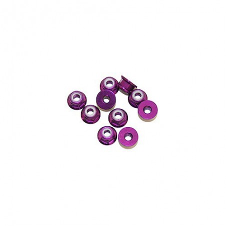 4mm Aluminum Nylon nut Flanged Purple x10 pcs