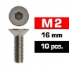 M2X16 mm Flat Head Screws x10 pcs