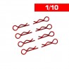 Body clips 1/10 Red L + R x8 pcs