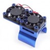 Blue aluminum twin fan motor heat sink unit