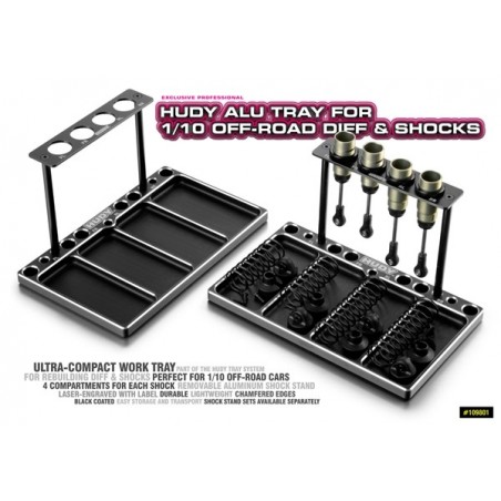 Hudy Aluminum Tray for 1/10 Off Road differentials and shock