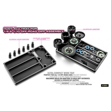 Bandeja Aluminio montaje diferenciales 1/8 Off Road Hudy