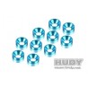 Arandelas M3 conicas aluminio Azul Hudy x10 uds.