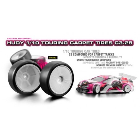 Ruedas Hudy 1/10 Touring Moqueta C3-28 x4 uds.
