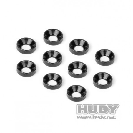 Alloy Countersunk Shim Black Hudy x10 pcs