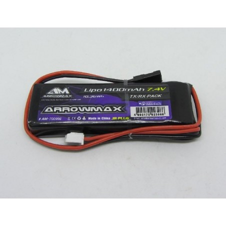 Arrowmax LiPo battery 1400mAh 7.4v Receiver pack JR