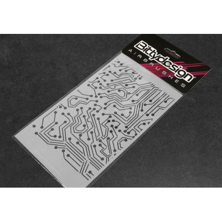 Plantilla pintado aerografo Circuito Electronico Bitty Design