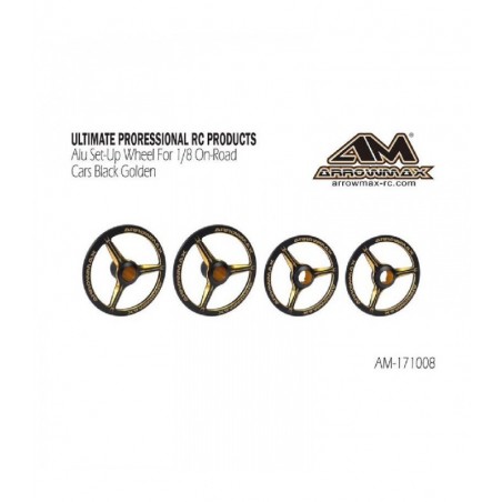 Alu Set-Up Wheel For 1/8 On Road Cars Black Golden