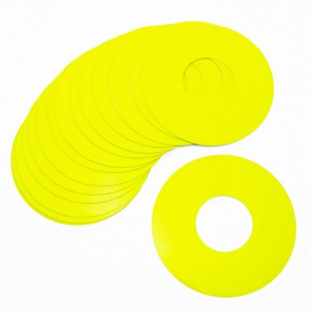Discos vinilo para llantas Buggy 1/8 Amarillo Fluor x20 uds.