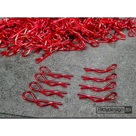 Clips de carroceria 1/10 Rojos Bitty Design x8 uds.