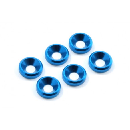Aluminum M3 countersunk washer Blue Fastrax x6 pcs