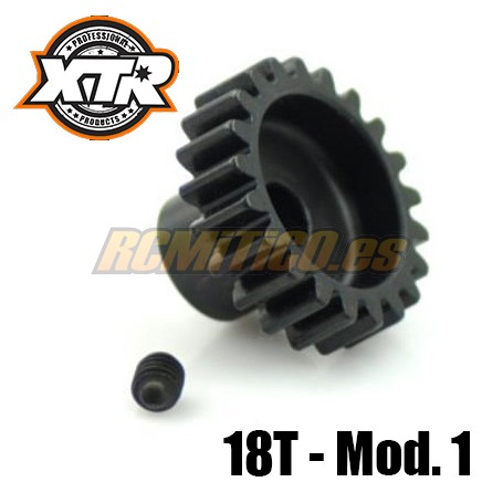 18T mod.1 1/8 Pinion Gear Hardened Steel XTR Racing