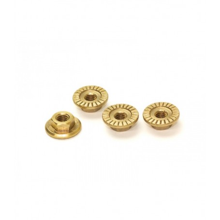 SMJ Machine cut large flange brass wheel  nut M4 x4 pcs