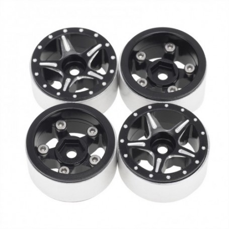 Llantas CNC Axial SCX24 Aluminio Starfish-Pro Beadlock Negro x4 uds.
