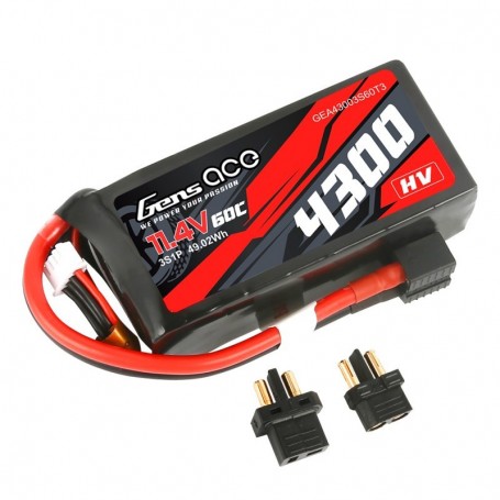 LiPo Gens ACE 4300mAh 11.4v 60C HV with XT60-T-Dean