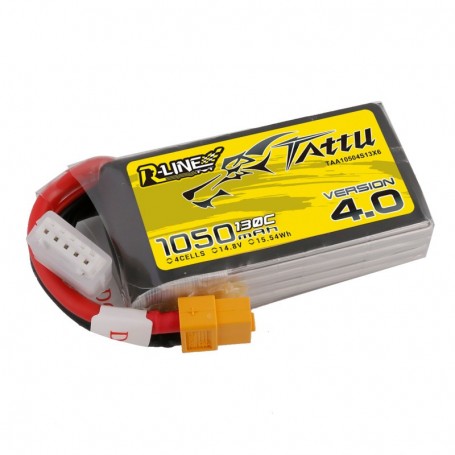 Bateria Tattu R-Line 4.0 1050mAh 14.8v 60C 4S1P con XT60